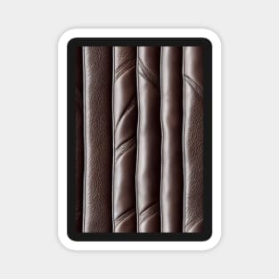 Dark Brown Padded Leather Stripes, natural and ecological leather print #75 Magnet