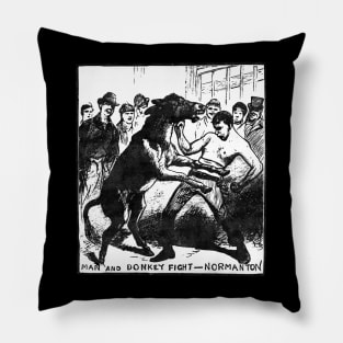 Man and Donkey Fight Pillow