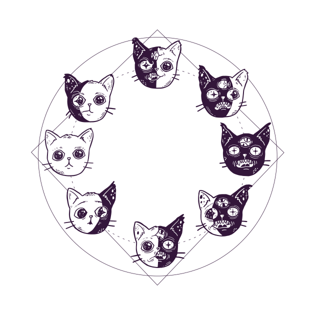 Cat Moon Phases No Background by comfhaus