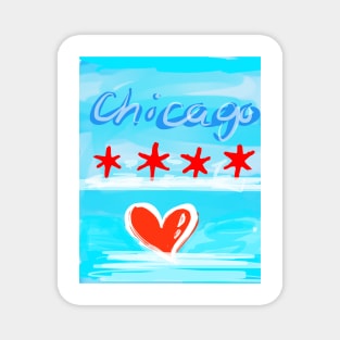 Chicago Flag & Heart Magnet