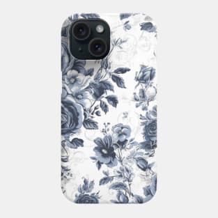 Blue and White Roses Toile Phone Case