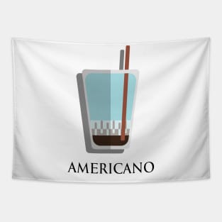 Iced Cold Americano coffee front view in flat design style Tapestry