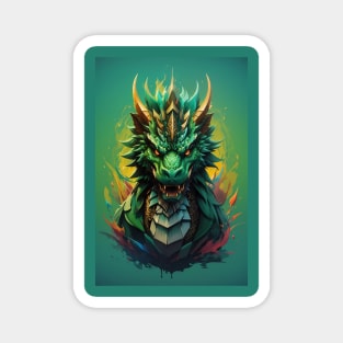 Green Wooden Angry Dragon Magnet