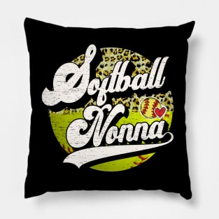 Softball Nonna Vintage Leopard Softball Family Matching Pillow