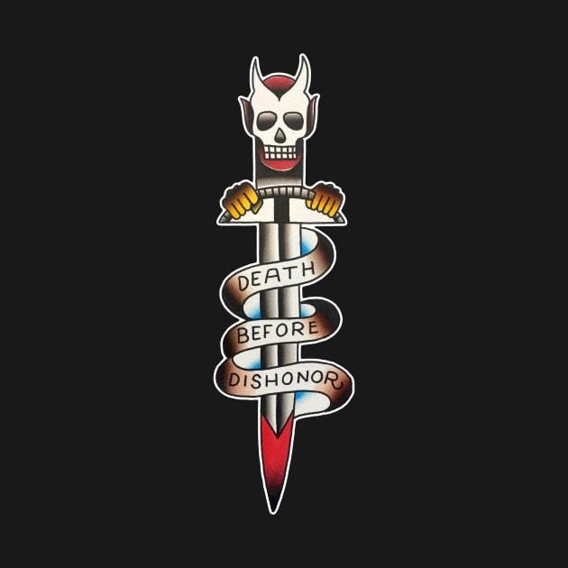 Death Before Dishonor Driver Dagger Tattoo Design by forevertruetattoo