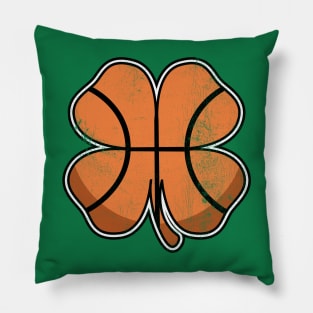 Basketball St Patrick's Day 4 Leaf Clover Vintage Pillow