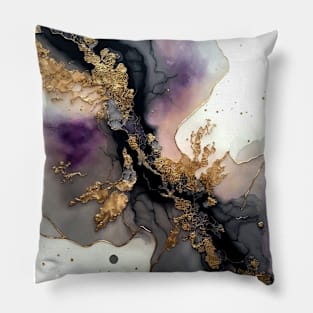 Frosted Gold - Abstract Alcohol Ink Art Pillow