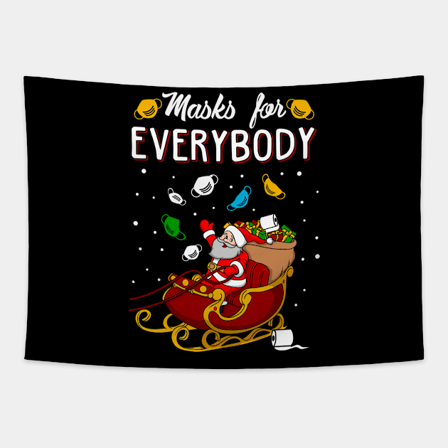 Masks for Everybody. Funny Christmas Sweater 2020. Tapestry by KsuAnn