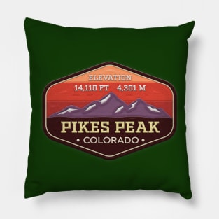 Pikes Peak Colorado - 14er Mountain Climbing Patch Pillow