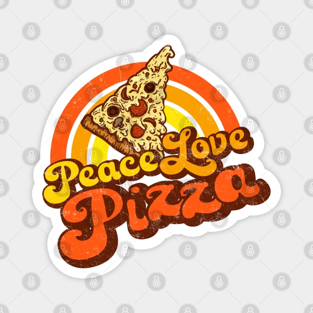 PEACE LOVE PIZZA - Weathered Retro Pizza Magnet by Jitterfly