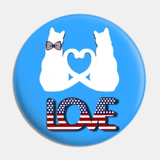 Two white cats in love in american style Pin