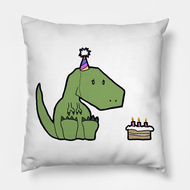 Lonely Birthday Dinosaur - Please Help Pillow by HBogart