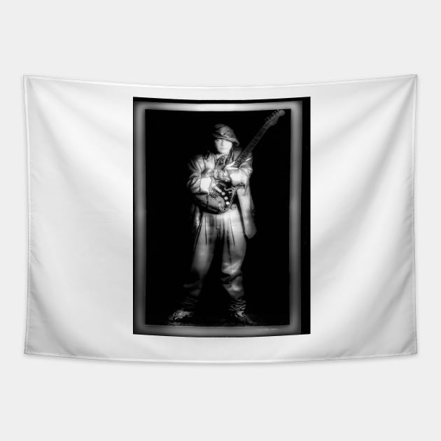 SRV - Portrait - Black and White Tapestry by davidbstudios