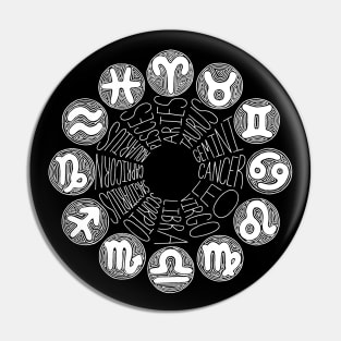 Zodiac Signs (white) Pin