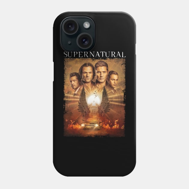 Supernatural Group Shot Sepia Tone Wings Phone Case by Den Tbd