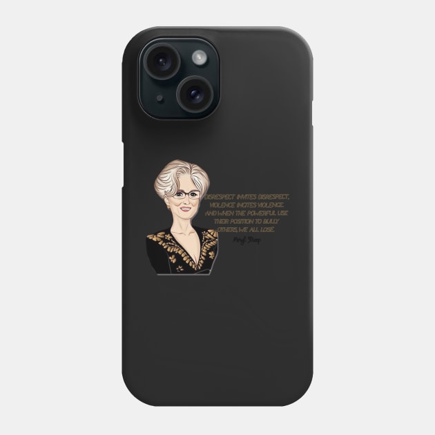 Meryl Streep Cartoon Quote Phone Case by baranskini