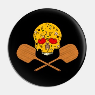 Pizza Skull and Bones Pin