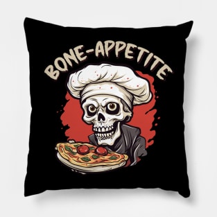 keleton Bone Appetite pun - Chef hat Skull Pillow