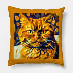 Portrait of a Cat in the Style of Van Gogh Pillow