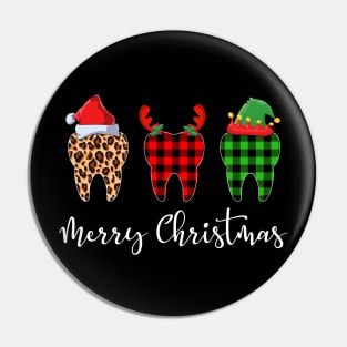 Merry Christmas Leopard Red Green Plaid Tooth Pin