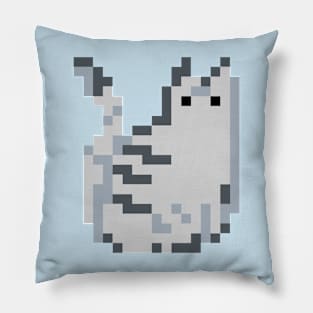 Cat Pixel Art - grey colored Pillow