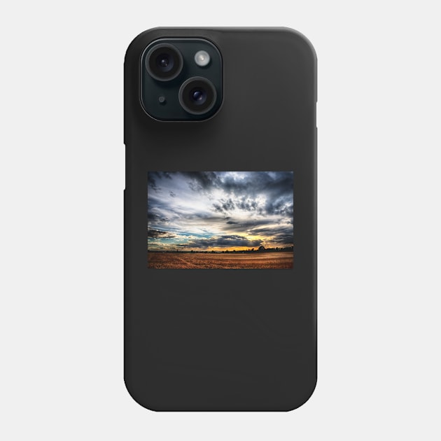 Sunset over wheat fields Phone Case by InspiraImage