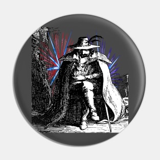 Guy Fawkes Vintage Illustration With Colored Fireworks Pin