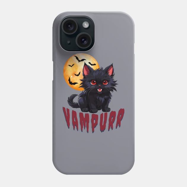 Vampurr the Cute Goth Vampire Kitty Phone Case by NerdyWerks