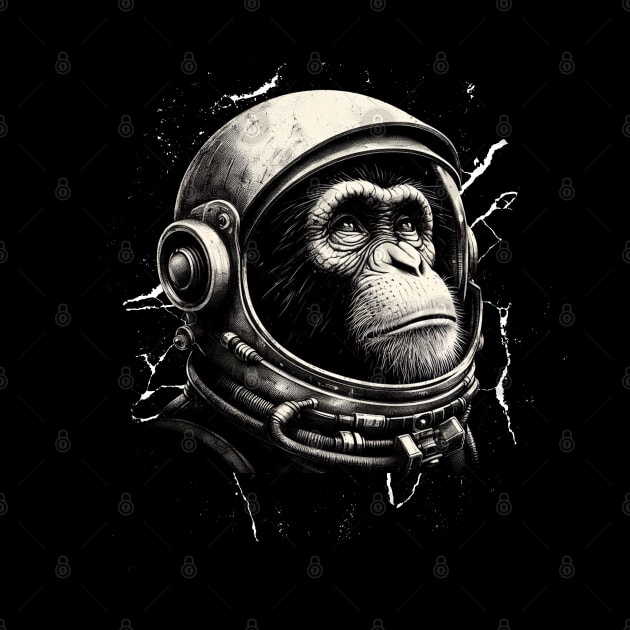 Astronaut Monkey wearing space helmet, meditate by CareTees