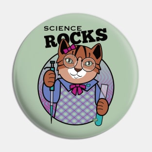 Science Rocks Tiger Cat Girl Pin