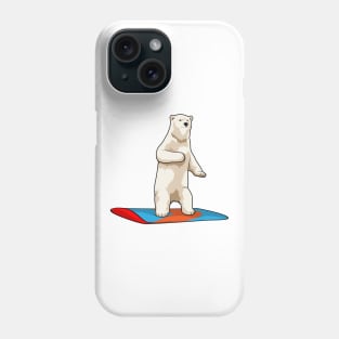 Polar bear as Snowboarder with Snowboard Phone Case