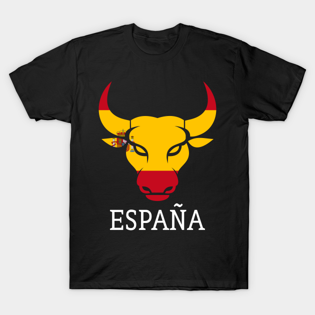 Discover Spain Spanish Flag Souvenir Toro España Bull Head Silhouette - Spanish Spain Flag Souvenir Bull H - T-Shirt