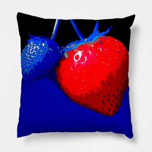 Red and Blue Strawberry Pillow