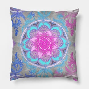 Pink, Purple and Turquoise Super Boho Medallions Pillow