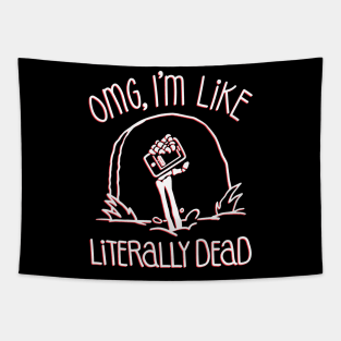 Halloween OMG Literally Dead Skeleton (Red) Tapestry