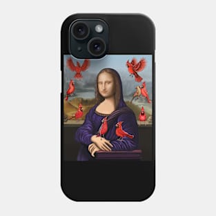 Red Cardinal bird and Mona lisa Phone Case