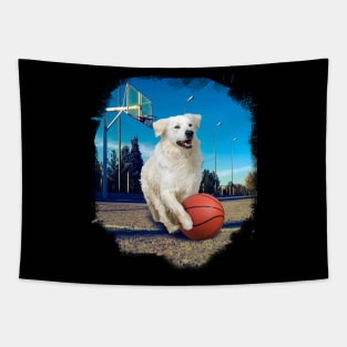 Golden Retriever Dog Playing Basketball Tapestry