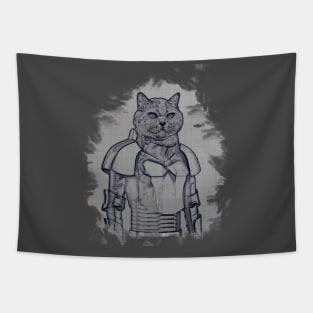 drawing style of cat in armor Tapestry