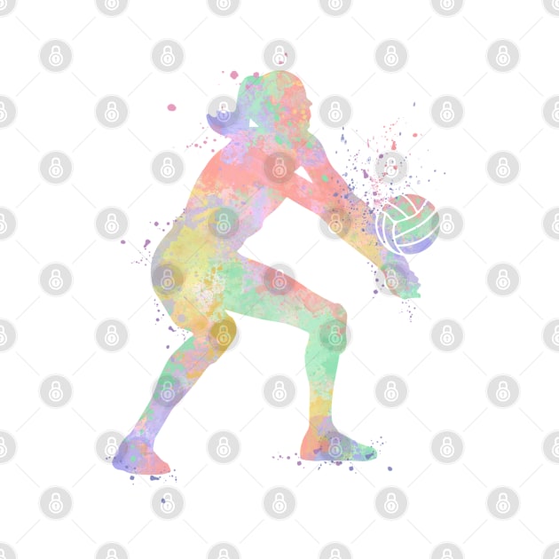 Girl Volleyball Libero Player Watercolor Sport Gift by LotusGifts