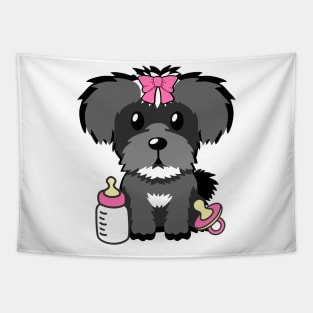 Cute schnauzer is a baby - girl Tapestry