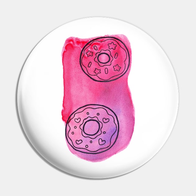 Pink Watercolor Doughnuts Pin by saradaboru