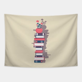 flower pot  book stack - aesthetic Tapestry