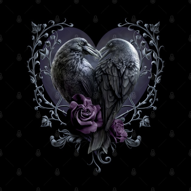 Raven Heart - Gothic Ravens - Spiral Original by The Full Moon Shop