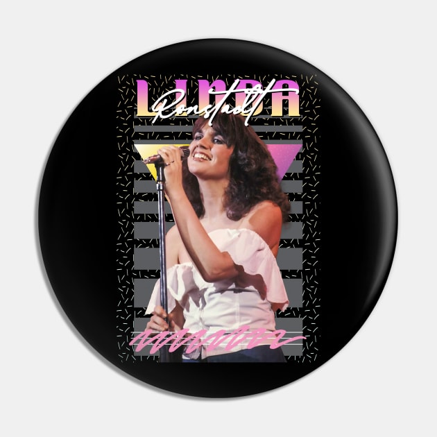 Linda Ronstadt Retro Aesthetic Fan Art Pin by Madesu Art