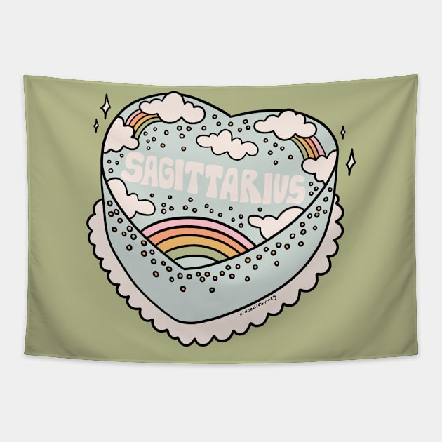 Sagittarius Heart Cake Tapestry by Doodle by Meg
