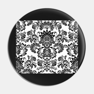 black and white Damask Pin