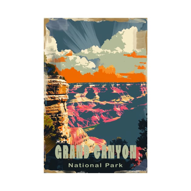 Grand Canyon National Park Vintage Travel Poster by GreenMary Design