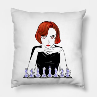 queens gambit in chess thinking, beth harmon Pillow