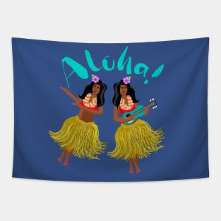 Aloha Hawaii Hula Girls Tapestry