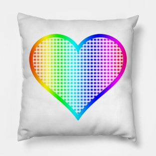 Rainbow Gingham Heart Pillow